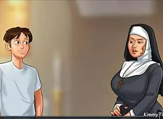 church milf gets caught masturbating with police baton in summertime saga