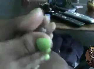 Footjob 222 With Ebony Beauty And Her Toes