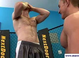 Why is straight guy sucking muscular bodybuilder's cock in gay porn?