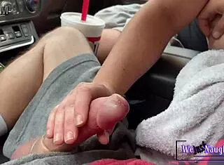 titty fucking my slutty pawg girlfriend and getting handjob in the car 😏