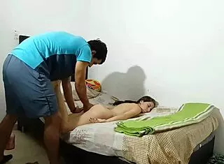 omg, my hermanastro’s massage turns into a wild latina teen fuck!