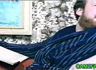 Uncle bangs hard in vintage hairy retro scene.