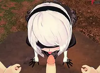 Blindfolded 2B Interrupted for POV Fuck in Nier Automata