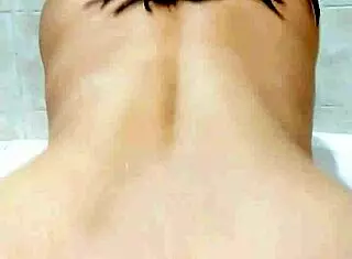 young japanese wife twerks her ass in hotel bathtub, feeling intense pleasure