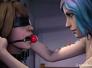 max and chloe get into some wild scissoring and bdsm in this animation