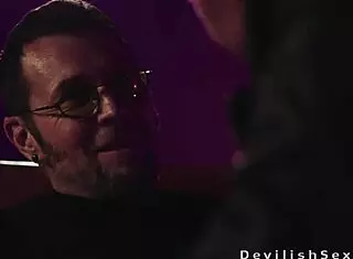 That dude fucks the sexy blonde babe in black stockings