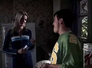 sexy blonde in bikini swimming?