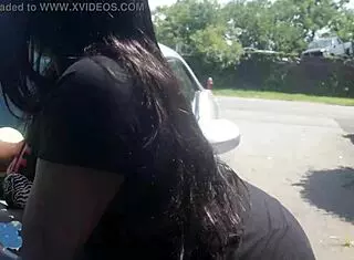 Nikkistackzzz provides passionate car wash service with big tits