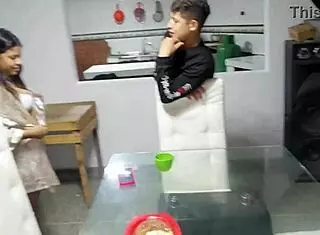 Serving hot food to stepbrother