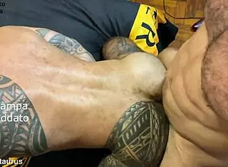 leo oak and dato foland in hardcore muscle bareback anal with big hairy cocks pounding big asses