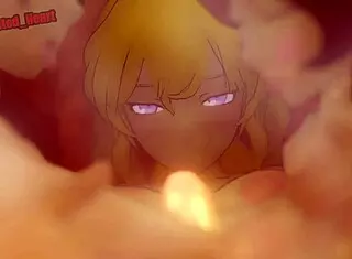 big titty futanari yang fucks multiple partners in a group threesome titty fuck session in the sauna with loop sound