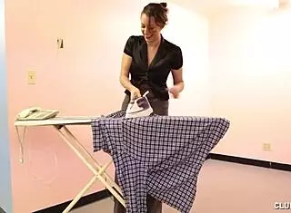 hot housewife gives handjob at home