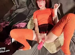 velma gets bent over and roughly fucked by freddy in this scooby-doo parody.