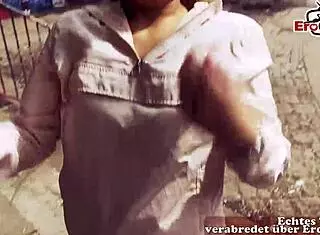 German Busty Blonde Teen Pickup at Public Bar