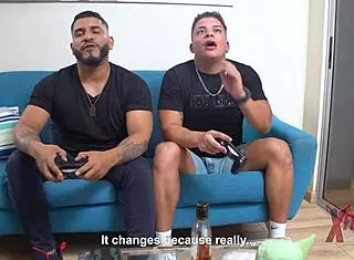 two endowed guys sodomize the petite redhead venezuelan in her living room