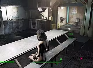 Fallout 4 features gay blowjob scene with nude girl in 3D game.