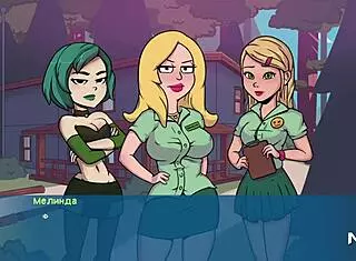 In CampPinewood, anime characters give blowjobs in all costumes