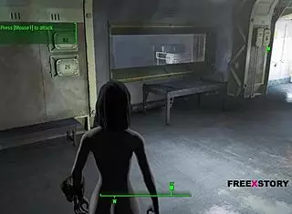 Fallout 4 features gay blowjob scene with nude girl in 3D game.