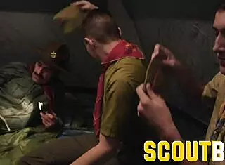 Scoutboys - scout twinks Austin and Oliver sneak bareback tent sex!
