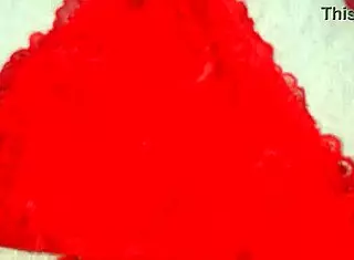 I Masturbated With My Friend's Red Lingerie And Came On It