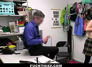 security officer watches teen suspiciously in store