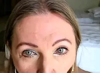 hot busty milf mariaold does blowjob and striptease in black stockings and high heels, i love it!