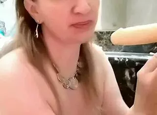 hot busty milf mariaold does blowjob and striptease in black stockings and high heels, i love it!