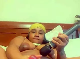 Ebony Babe's Wet Solo Anal With Dildo