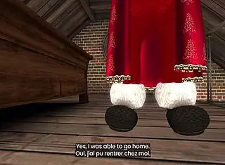 Young Santa's wife engages in Christmas threesome with elves.