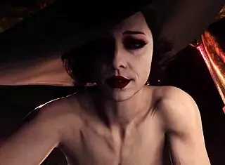 Bound milf Alcina Dimitrescu takes monster creampie on ranch