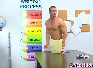 how does this teen handle cum in uniform?