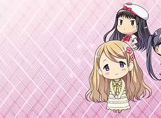 Detailed hentai anime scene featuring characters with big oppais engaging in various sexual acts