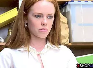 Redhead Busty Teen Shoplifting And Cooperating With Big Cock