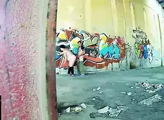 street wall turns into hardcore fucking spot for curvy couple!
