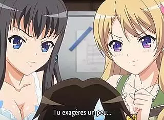 Detailed hentai anime scene featuring characters with big oppais engaging in various sexual acts