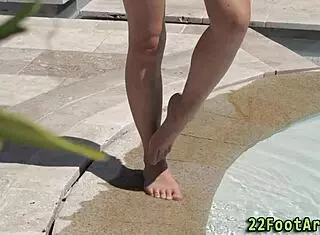 Cock Sucking Babe Gets Nailed Outdoors With Footjob