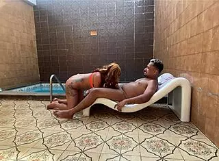 tattooed amateur sucked and sat on cock suggestively