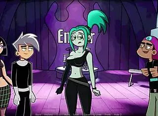 Danny Phantom captures Ember in Amity Park with goth redhead vibes