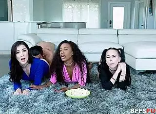 Besties gang up to suck this lucky dude dry