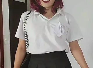 Petite Mexican Teen in Uniform Begs for Help