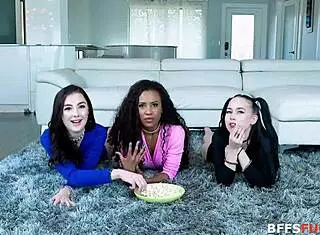 Besties gang up to suck this lucky dude dry