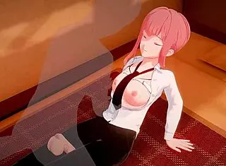 Miss makima moans during penetration in 3d hentai