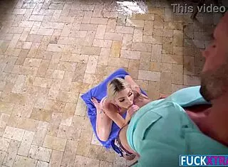 Tiny blonde babe Britt Bliar hides in the backyard with emotional longing.