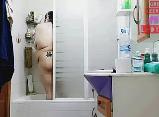 Chubby European Babe Takes Hot Naked Shower, Boobs Fetish!