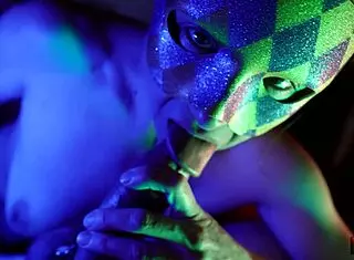 Masked Woman Bites Penis During Intense Blowjob Cum In Mouth