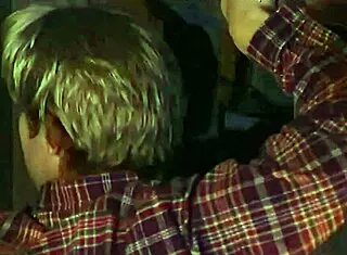 Sexy nude blonde girl overcomes fear of clowns