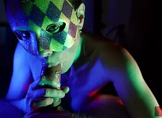 Masked Woman Bites Penis During Intense Blowjob Cum In Mouth