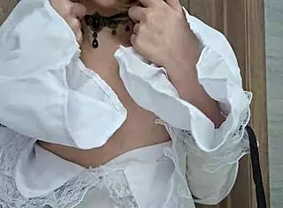 doll in a delicate dress and stockings, looking so pretty