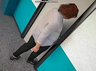 cute roommate plays game during photoshoot in school photo lab