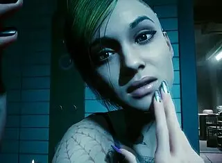 Animation features Judy Alvarez in a cyberpunk lesbian encounter